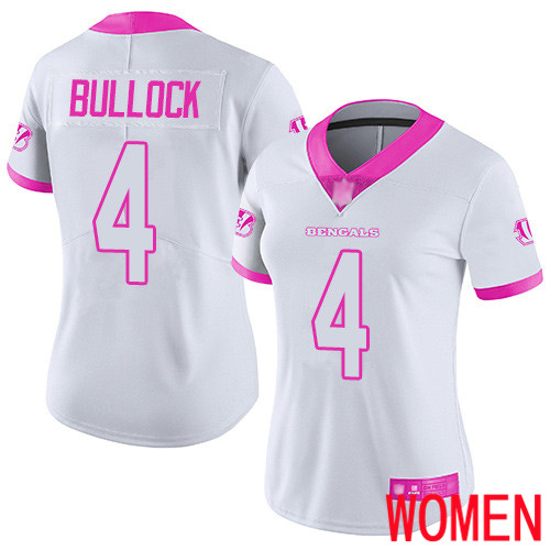 Cincinnati Bengals Limited White Pink Women Randy Bullock Jersey NFL Footballl #4 Rush Fashion